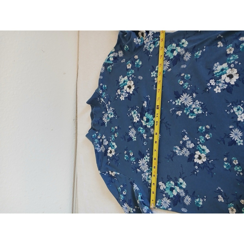 Croft & Barrow Women Size XL Blue Floralโ Mock Neck Long Sleeve Cotton Pullover - Picture 11 of 15